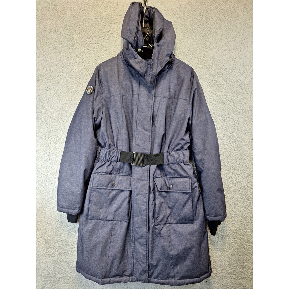 Triple F.A.T. Goose Parka Womens XL Blue Goose Down Filled Hooded Belted Winter
